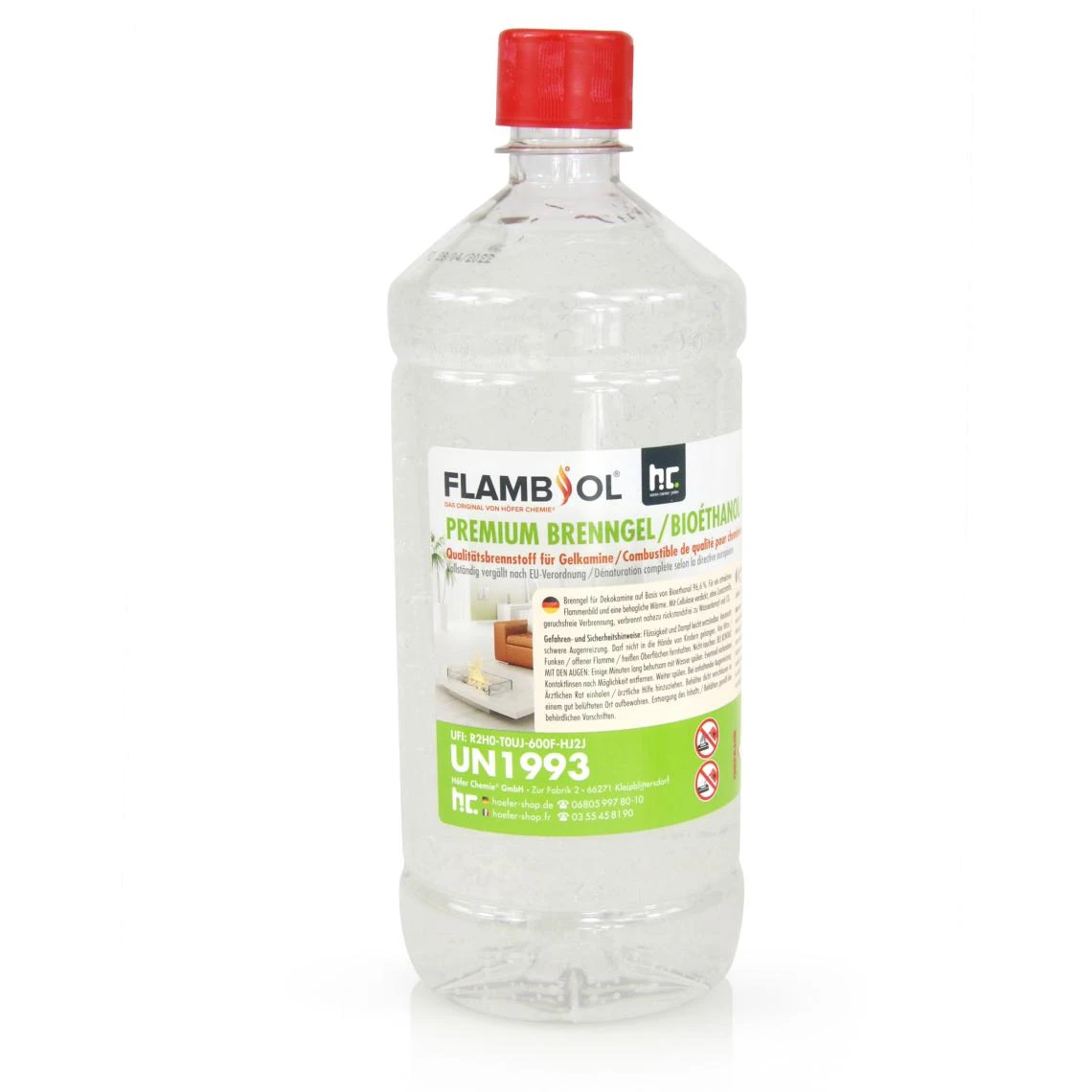 Hoefer Chemie 120 L FLAMBIOL Premium Bioéthanol En Gel (120 X 1 Litre)