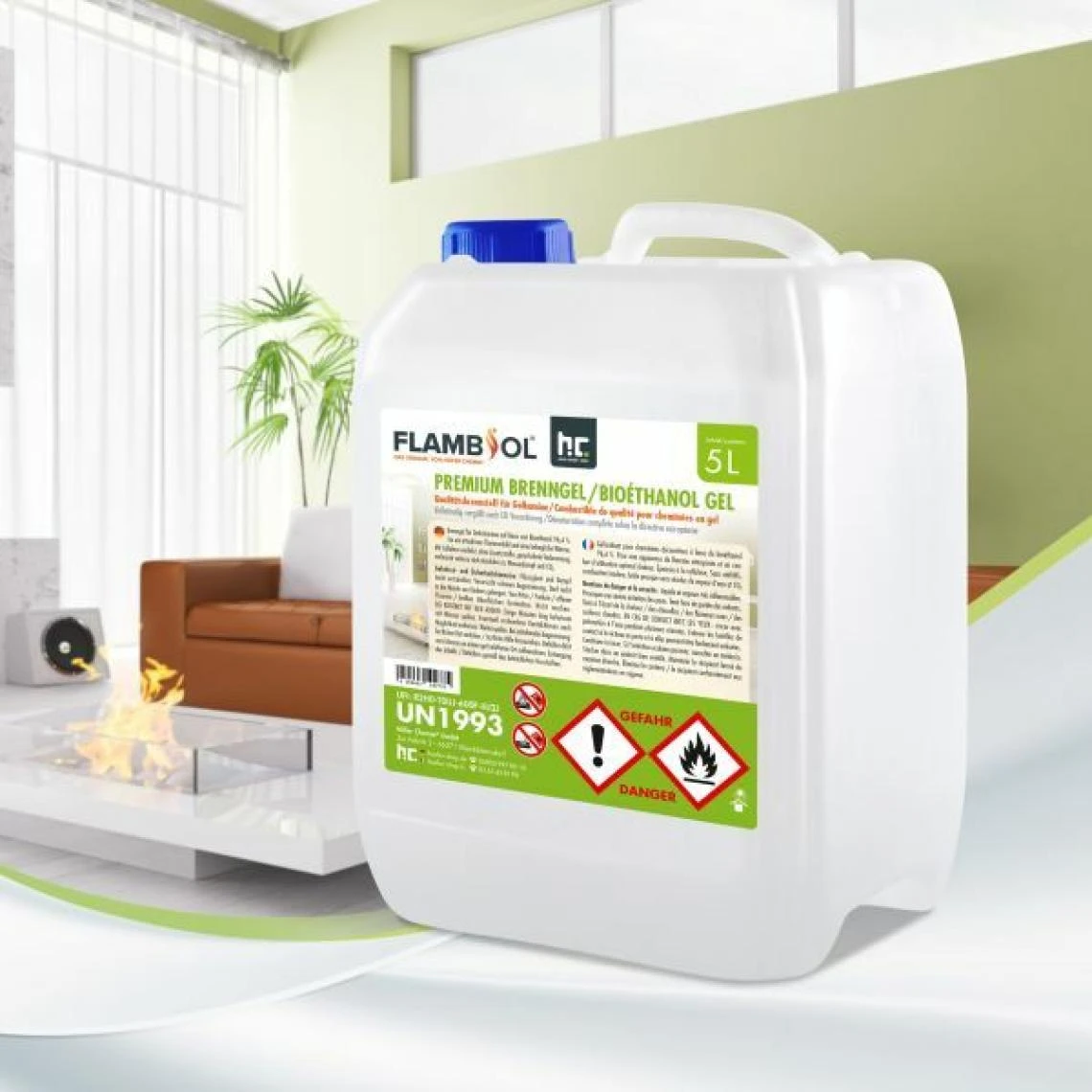 Hoefer Chemie 20 L FLAMBIOL Premium Bioéthanol En Gel (4 X 5 Litre) – Image 2