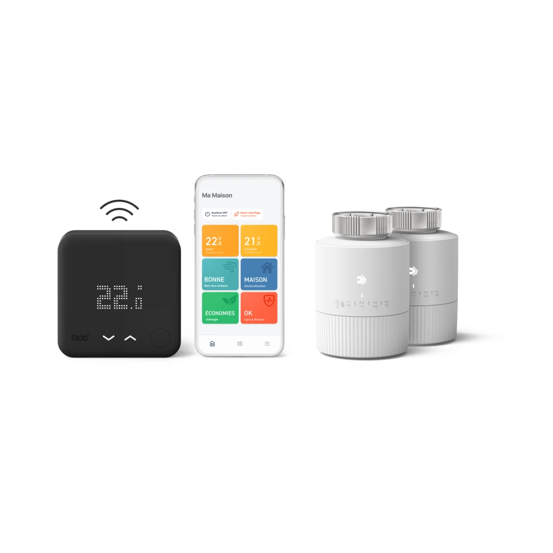 Tado Thermostat Connecté Filaire Black Edition Kit De Démarrage V3+ - 2 T...