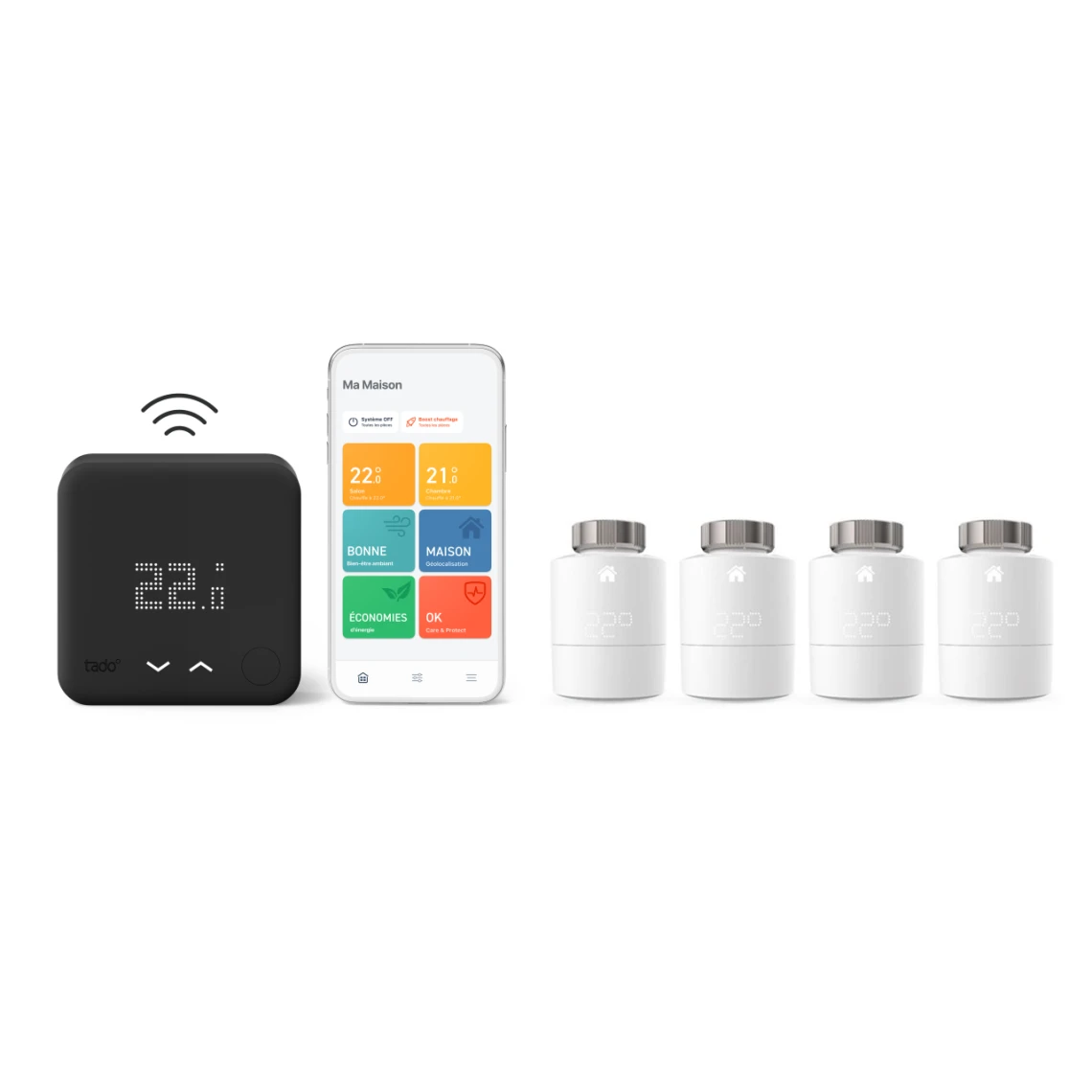 Tado Thermostat Connecté Filaire Black Edition Kit De Démarrage V3+ - 4 T...