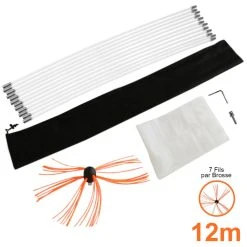 MaxBlast Kit De Ramonage 12m Nylon Flexible Hérisson De Ramonage Synthétique ...