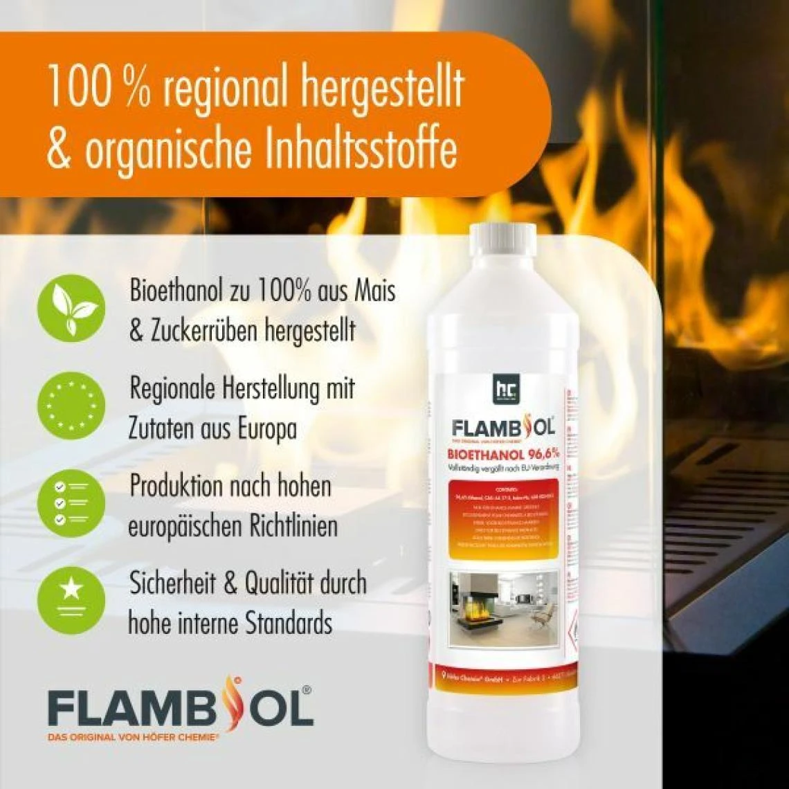 Hoefer Chemie 60 L Bioéthanol à 96,6% En Bouteilles De 1 L (60 X 1 Litre) – Image 2
