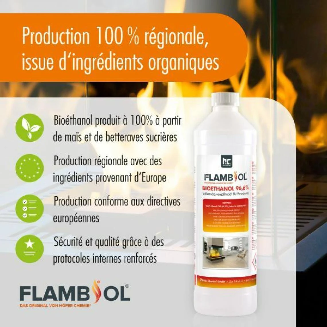 Hoefer Chemie 60 L Bioéthanol à 96,6% En Bouteilles De 1 L (60 X 1 Litre) – Image 3