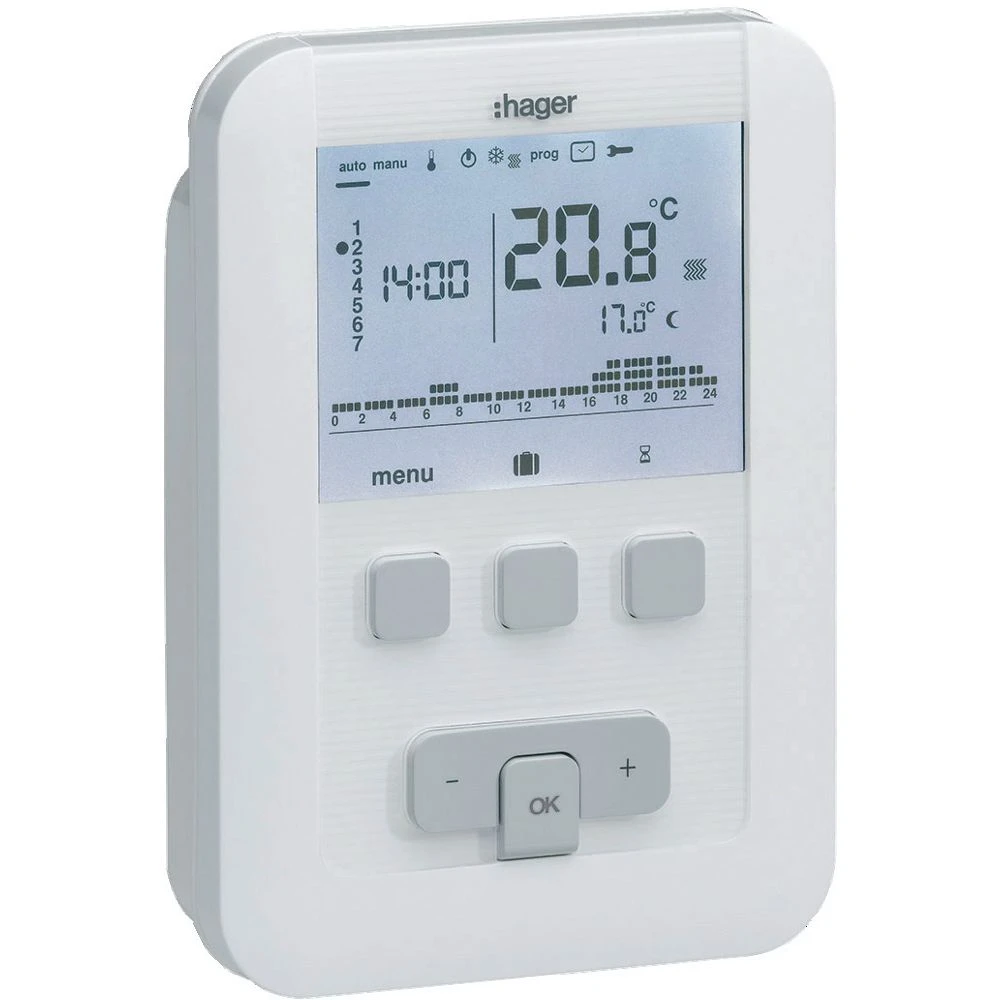 Hager Thermostat D'ambiance Programmable Digital Filaire TAP