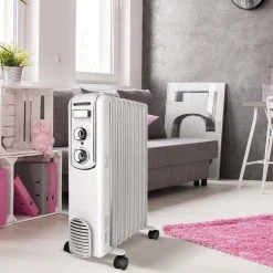 THOMSON Radiateur Bain D'huile électrique 2000W Gris Blanc