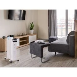 Purline Radiateur à Huile 7 éléments Avec Cuve Humidification 1500W Blanc