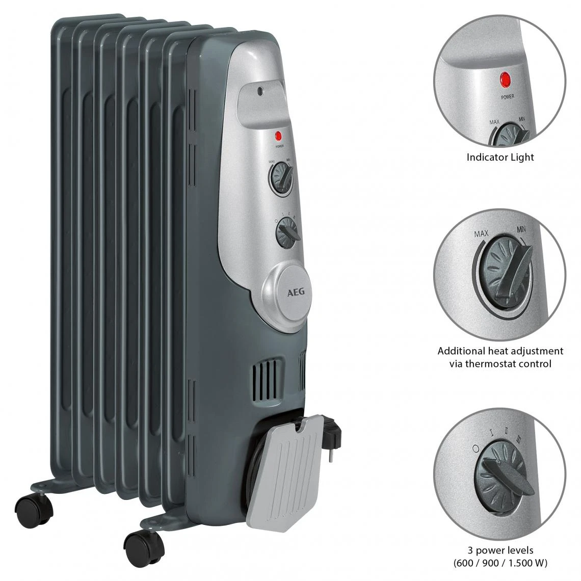 Radiateur Bain D'huile électrique De Chauffage 7 éléments AEG RA 5... – Image 2