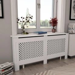 VidaXL Cache-radiateur Blanc 172x19x81,5 MDF